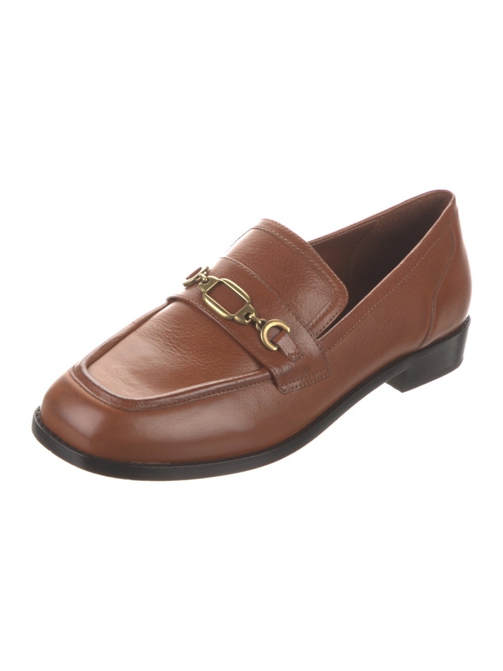 Larroude Patricia brown leather loafers with gold accents size 9